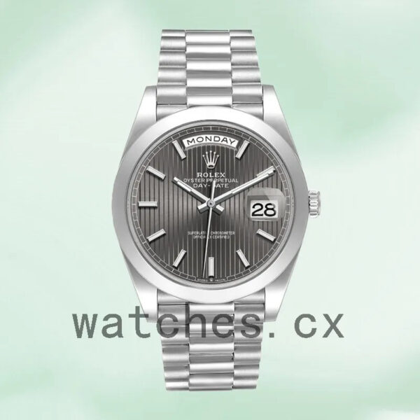 Rolex Day-Date 40mm Men’s m228206-0011 Silver-tone Dark Rhodium Dial Replica Watches