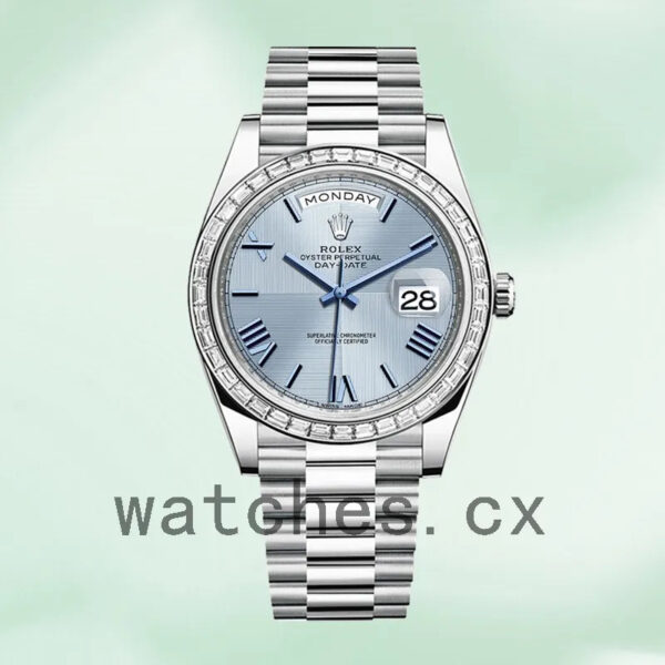 Rolex Day-Date Men’s 40mm m228396tbr-0004 President Bracelet Silver-tone Replica Watches