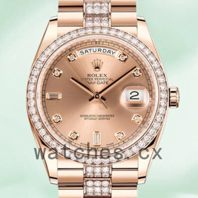 Rolex Day-Date 128345 Men’s 36mm Rose Gold Dial Replica Watches