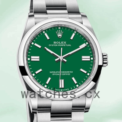 Rolex Oyster Perpetual m124300-0005 Unisex 41mm Green Dial Oyster Bracelet Replica Watches