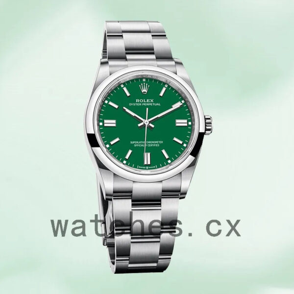 Rolex Oyster Perpetual m124300-0005 Unisex 41mm Green Dial Oyster Bracelet Replica Watches - Image 2