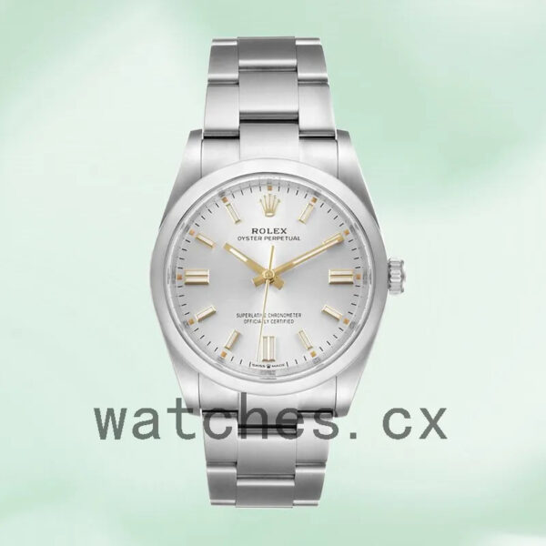 Rolex Oyster Perpetual m124300-0001 41mm Unisex Oyster Bracelet Silver Dial Replica Watches - Image 2