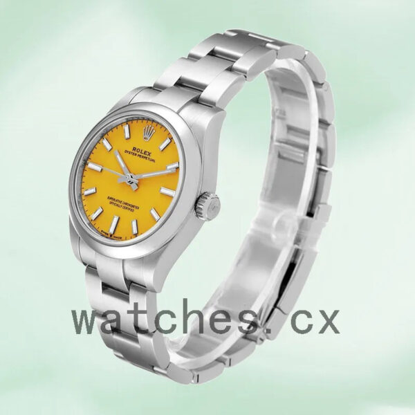 Rolex Oyster Perpetual m277200-0005 Ladies 31mm Silver-tone Yellow Dial Replica Watches - Image 3