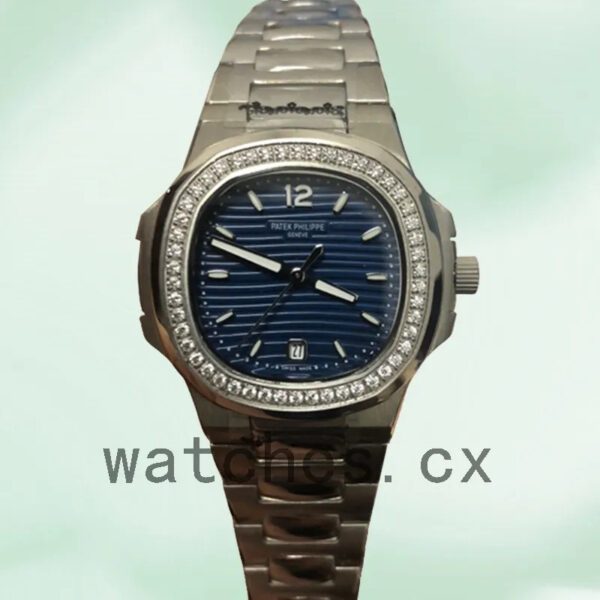 Patek Philippe Nautilus Ladies 32mm 7118/1200A-001 Blue Dial Silver-tone Replica Watches - Image 5