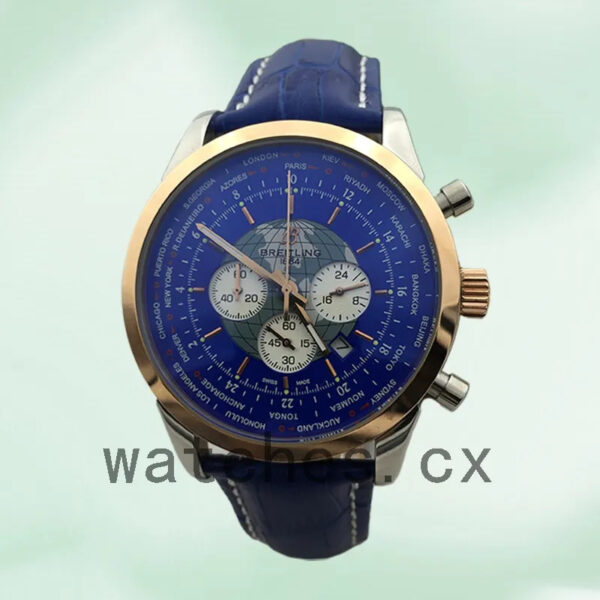 Breitling Transocean AB0510U4-002 Men’s 46mm Silver-tone Blue Dial Replica Watches