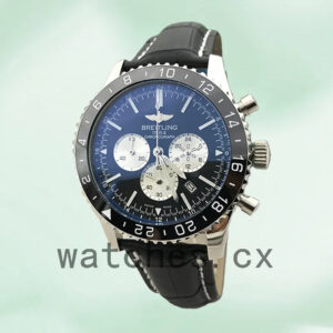 Breitling Chronoliner YB04601A 46mm Men’s Leather Strap Black Dial Replica Watches