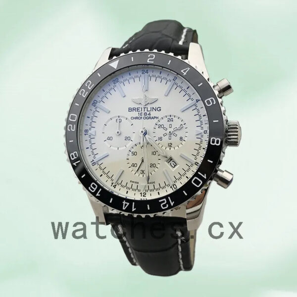 Breitling Chronoliner YB04601A 46mm Men’s Leather Strap Black Dial Replica Watches - Image 4