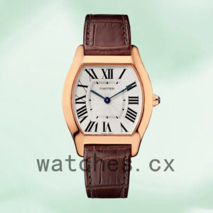 Cartier Tortue 30mm Ladies W1556362 Leather Strap White Dial Replica Watches