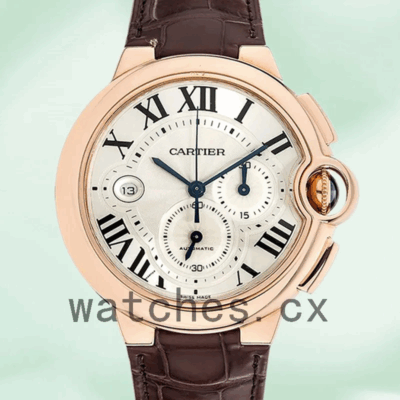 Cartier Ballon Bleu 47mm W6920009 Men’s Leather Strap Silver Dial Replica Watches
