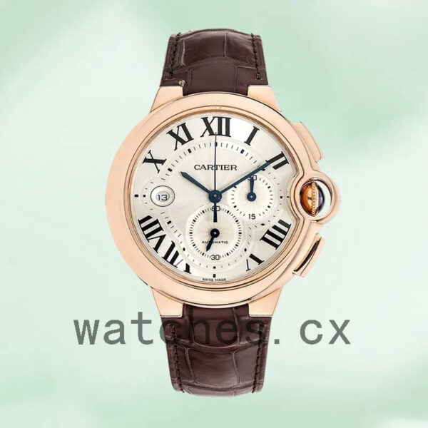 Cartier Ballon Bleu 47mm W6920009 Men’s Leather Strap Silver Dial Replica Watches - Image 2