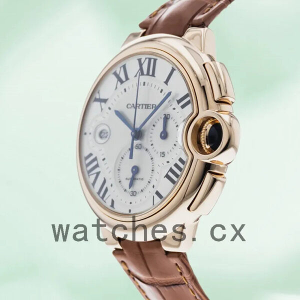 Cartier Ballon Bleu 47mm W6920009 Men’s Leather Strap Silver Dial Replica Watches - Image 4