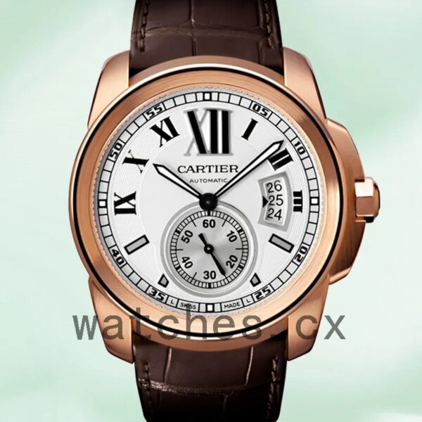 Cartier Calibre Men’s W7100009 42mm Leather Strap Replica Watches