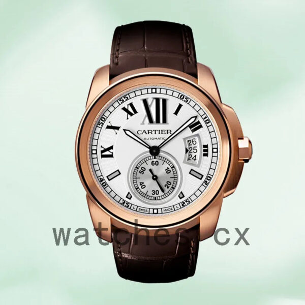Cartier Calibre Men’s W7100009 42mm Leather Strap Replica Watches - Image 2