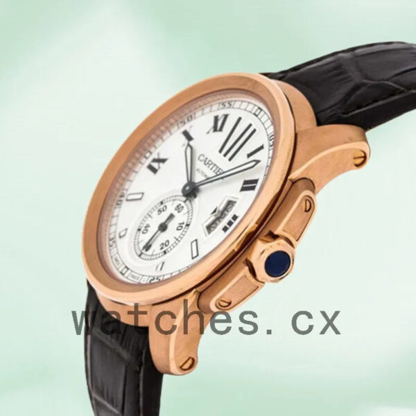 Cartier Calibre Men’s W7100009 42mm Leather Strap Replica Watches - Image 4