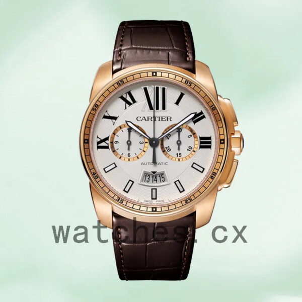Cartier Calibre 42mm W7100044 Men’s Quartz Rose Gold-tone Replica Watches - Image 2