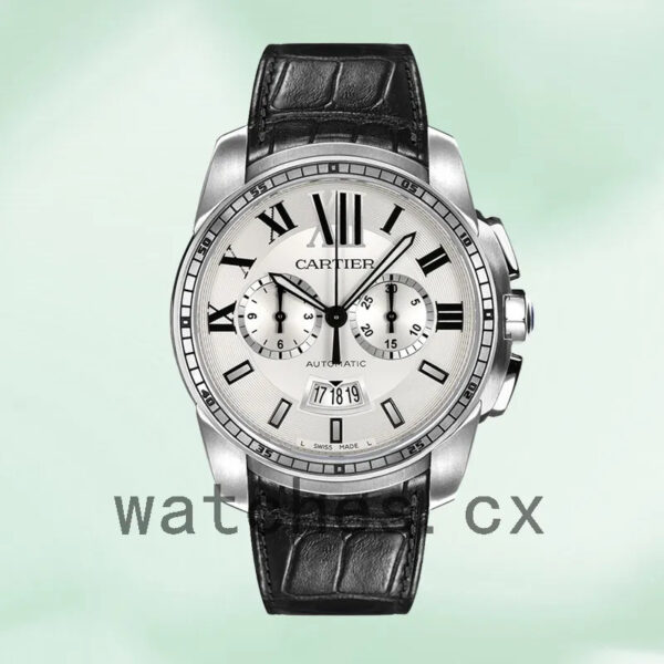 Cartier Calibre W7100046 42mm Men’s Leather Strap Replica Watches - Image 2
