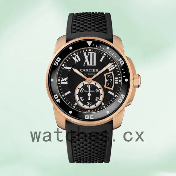Cartier Calibre W7100052 42mm Men’s Rubber Band Rose Gold-tone Replica Watches - Image 2
