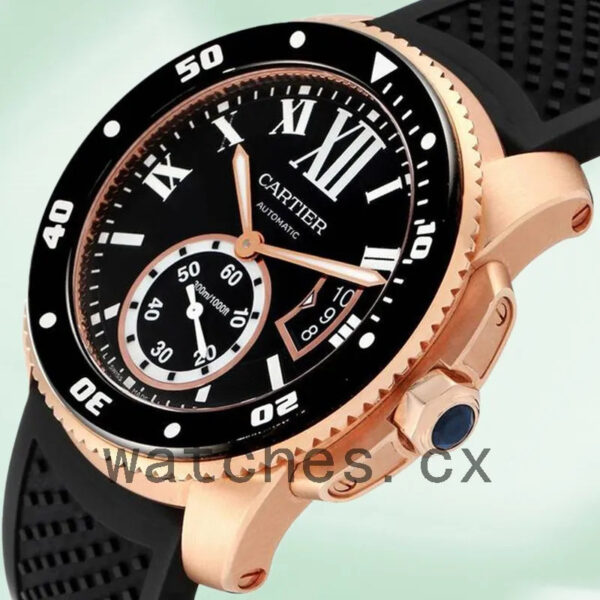 Cartier Calibre W7100052 42mm Men’s Rubber Band Rose Gold-tone Replica Watches - Image 3
