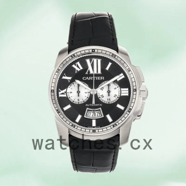 Cartier Calibre 42mm W7100060 Men’s Quartz Leather Strap Replica Watches - Image 2