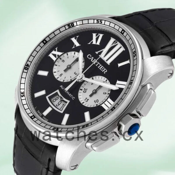 Cartier Calibre 42mm W7100060 Men’s Quartz Leather Strap Replica Watches - Image 3