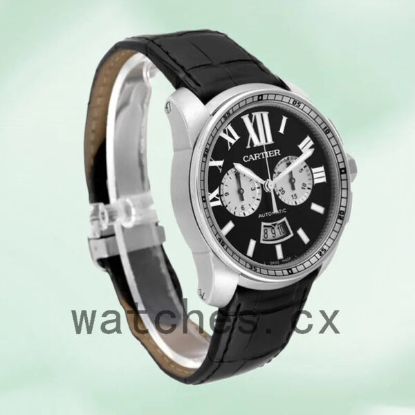 Cartier Calibre 42mm W7100060 Men’s Quartz Leather Strap Replica Watches - Image 4