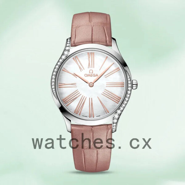 Omega De Ville Ladies 428.18.36.60.05.002 36mm Leather Strap Replica Watches - Image 2