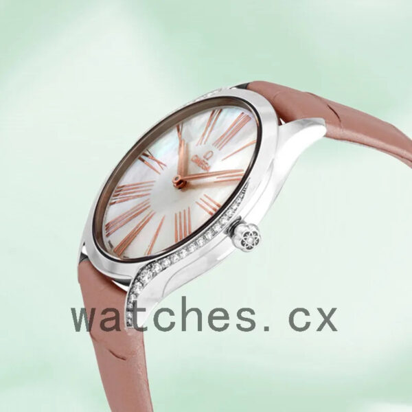 Omega De Ville Ladies 428.18.36.60.05.002 36mm Leather Strap Replica Watches - Image 3