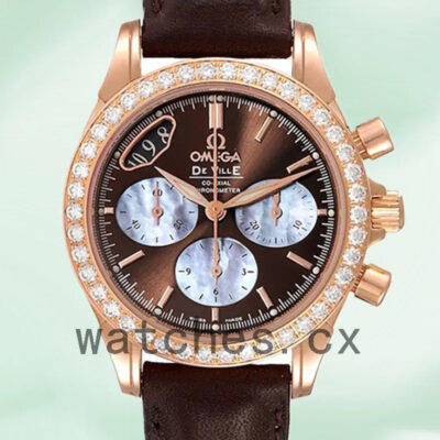 Omega De Ville 4677.60.37 Ladies 35mm Black Dial Leather Strap Replica Watches