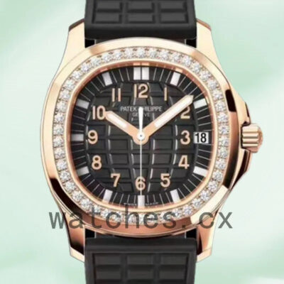 Patek Philippe Aquanaut 32mm 5068R-001 Ladies Quartz Black Dial Replica Watches