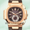 Patek Philippe Nautilus Men’s 5980R-001 40mm Brown Dial Leather Strap Replica Watches
