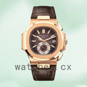 Patek Philippe Nautilus Men’s 5980R-001 40mm Brown Dial Leather Strap Replica Watches