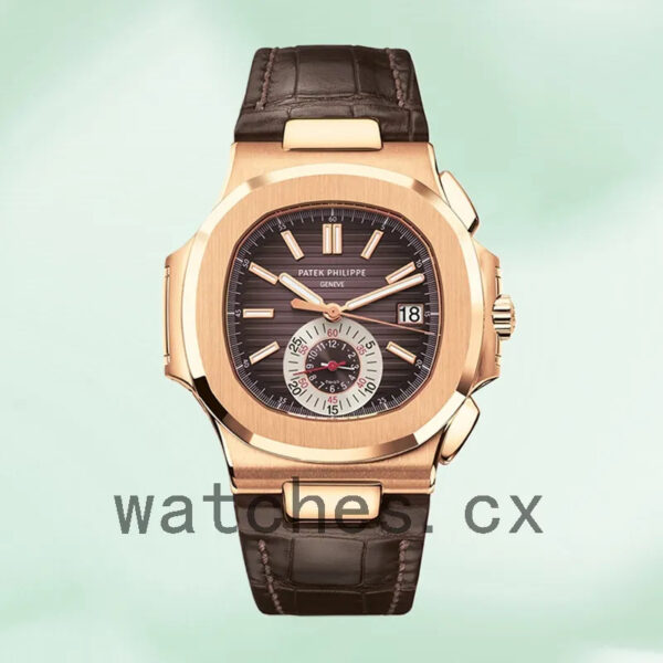 Patek Philippe Nautilus Men’s 5980R-001 40mm Brown Dial Leather Strap Replica Watches