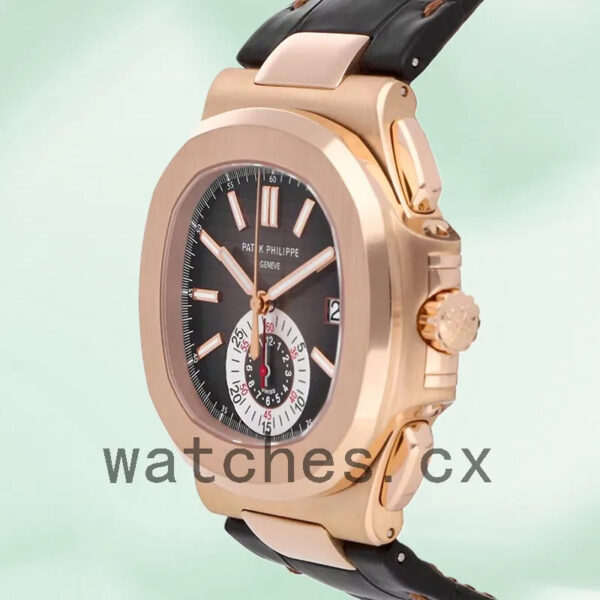 Patek Philippe Nautilus Men’s 5980R-001 40mm Brown Dial Leather Strap Replica Watches