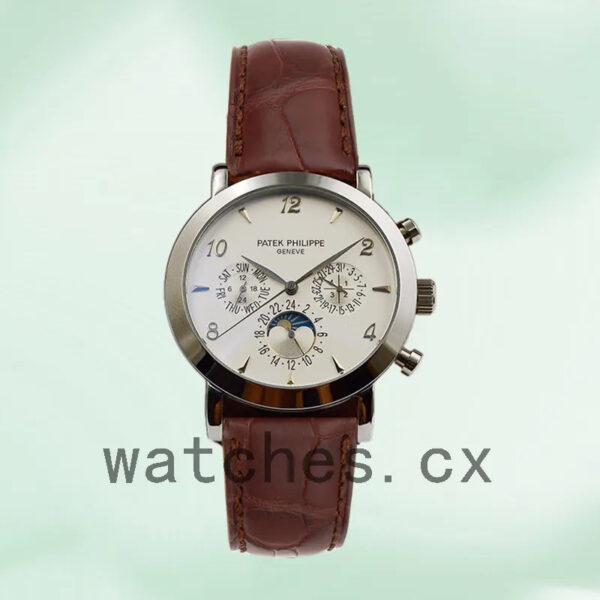 Patek Philippe Grand Complications GrandWSL021 Men’s 40mm Leather Strap Silver-tone Replica Watches - Image 2