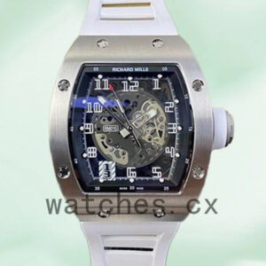 Richard Mille RM010 Around 50*42mm Men RM010-004 Rubber Band Silver Replica Watches