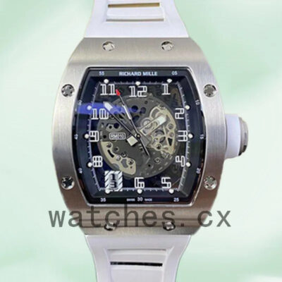 Richard Mille RM010 Around 50*42mm Men RM010-004 Rubber Band Silver Replica Watches