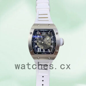 Richard Mille RM010 Around 50*42mm Men RM010-004 Rubber Band Silver Replica Watches