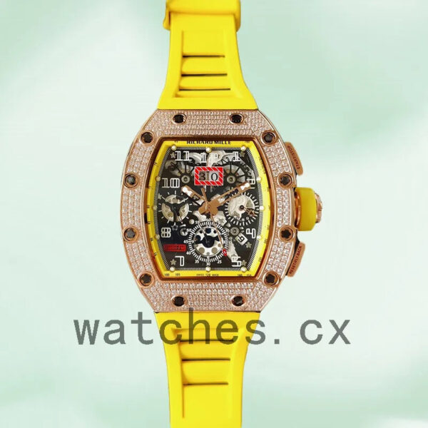 Richard Mille RM011 Around 45mm Men RM011-020 Mechanical Rubber Band Replica Watches