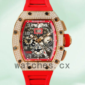Richard Mille RM011 RM011-022 Around 45mm Men Transparent Dial Rubber Band Replica Watches