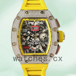 Richard Mille RM011 Around 45mm Men RM011-025 Silver-tone Transparent Dial Replica Watches