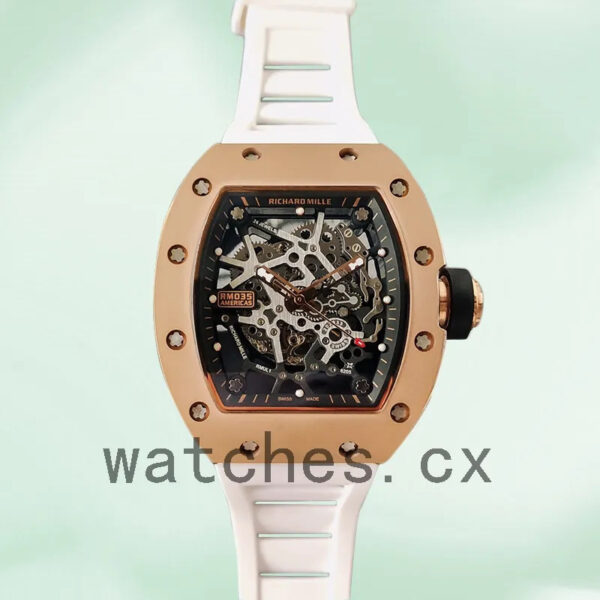 Richard Mille RM35 Around 48*40mm RM35-021 Men Skeleton Dial Rubber Band Replica Watches