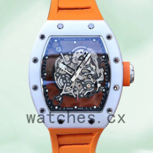 Richard Mille RM055 Around 49*42mm Men RM055-004 Rubber Band Transparent Dial Replica Watches