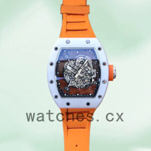 Richard Mille RM055 Around 49*42mm Men RM055-004 Rubber Band Transparent Dial Replica Watches