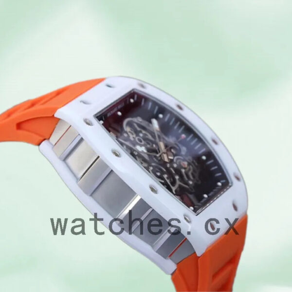 Richard Mille RM055 Around 49*42mm Men RM055-004 Rubber Band Transparent Dial Replica Watches