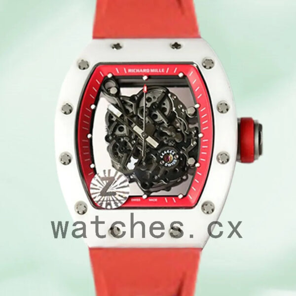 Richard Mille RM055 Around 50*43mm Men RM055-009 White Rubber Band Replica Watches