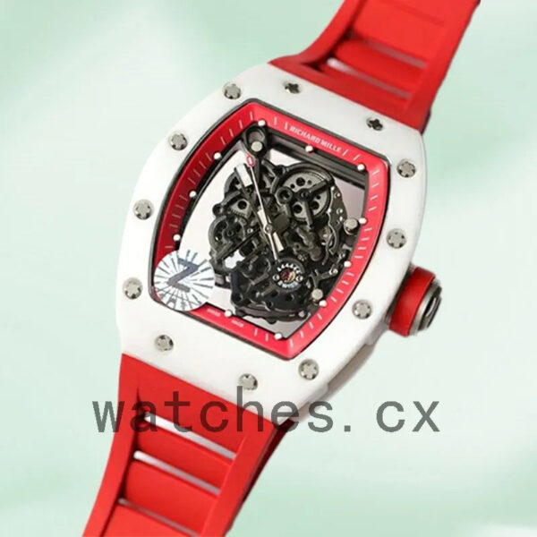 Richard Mille RM055 Around 50*43mm Men RM055-009 White Rubber Band Replica Watches