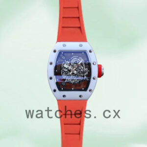 Richard Mille RM055 Around 50*43mm RM055-018 Men Rubber Band Transparent Dial Replica Watches