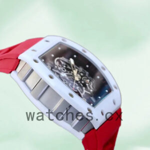 Richard Mille RM055 Around 50*43mm RM055-018 Men Rubber Band Transparent Dial Replica Watches