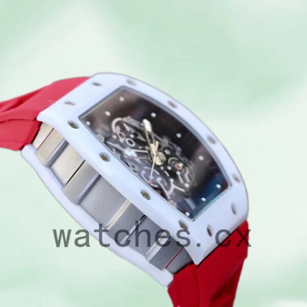 Richard Mille RM055 Around 50*43mm RM055-018 Men Rubber Band Transparent Dial Replica Watches