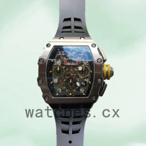 Richard Mille RM011 Around 50*40mm RM011-004 Men Transparent Dial Black Replica Watches